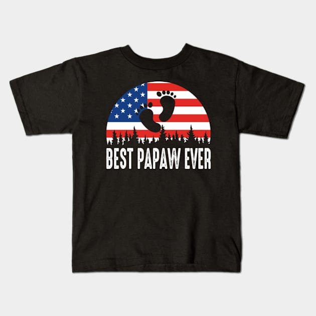 Best Papaw Ever USA Flag Father's Day Kids T-Shirt by KaelaGusikowski